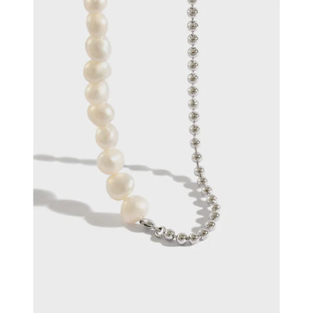 925 Sterling Silver Natural Baroque Pearl Necklace Freshwater Pearl Choker Necklace Fashion Bead Chain Necklaces for Women