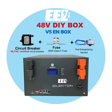 EEL DIY 48V V5 LiFePO4 Case with Smart 200A BMS fit for MB31 334Ah 48V 16S Battery Box with breaker+fuse protect DIY Empty Box