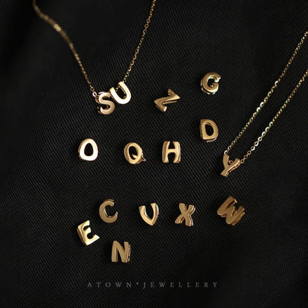 Lovely Mini Letter Name Pendant DIY Necklace Chain Initial Charm Sterling Silver 925 Necklace for Gift