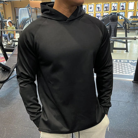 Men American Style Shirts Polyester Running Shirt Men Basketball Sport Long Sleeve Hooded Gym Fitness Training Hoodies Shirt