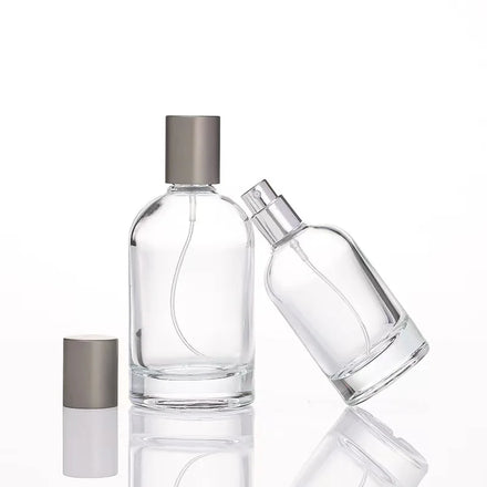 Hot Selling 30ml 50ml 100ml Custom Logo Screen Printed Luxury Glass Empty Perfume Bottle Silver Cap for Face Cream Eye Drops