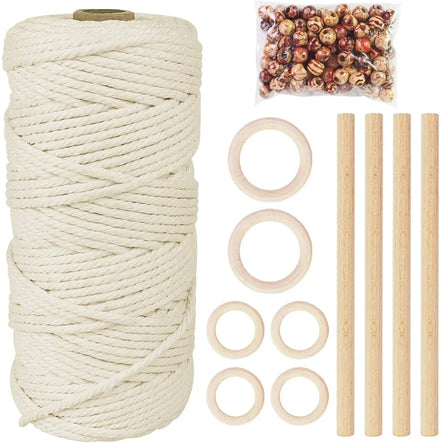 Macrame Supplies Wooden Sticks Hoops Rings Colored Beads Macrame Kits DIY Arts Crafts Macrame Kit for Adults Beginners