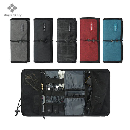 Foldable Light Weight Fashion Cable Organizer Case for Electronics & Gadget Storage Portable Travel Use Polyester Material