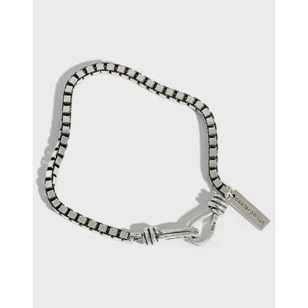 Fashion Jewelry S925 Sterling Silver Smart Bracelets Retro Thick Box Chain Couple Bracelet Jewelry Gift Men Women