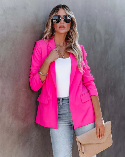 S-3XL New Autumn and Winter Long Sleeve Small Suit OL Temperament Professional Slim Top Coat Cardigan