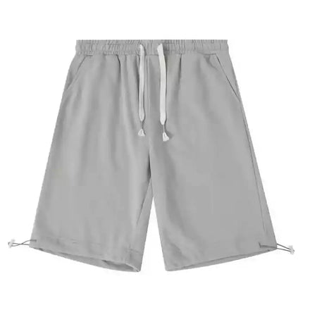 Mens Custom Print 100% Cotton Elastic Waist Gym Shorts Breathable Sport Casual Training