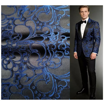Luxurious Floral Plant Pattern 26MK 280G/M 300G/M Merino Wool Blends Jacquard Fabric