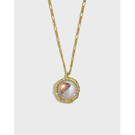 S925 Sterling Silver Designer Geometric Pendant Men Necklace Inlaid Moonstone Gemstone Necklace 18K Gold Necklaces for Women