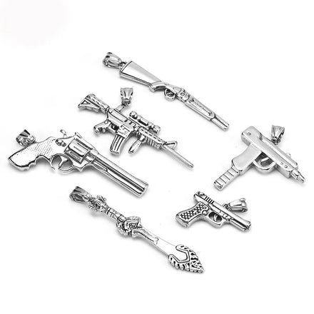 Wholesale Unique Stainless Steel Rifle Revolvers Charm Gun Pendant for Necklace Bracelet Jewelry Making Accessories