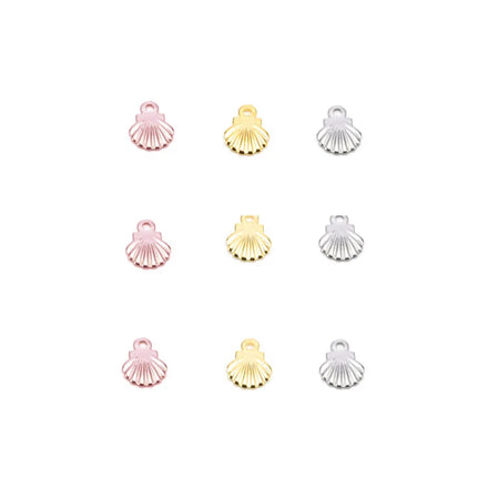 Wholesale 10Pcs/Bag Stainless Steel Sweet Rose Gold Shell Pendant Colorful Mother of Pearl Charm for Jewelry Making Accessories