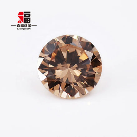 Baifu Wholesale Light Coffee Color Round Brilliant Cut CZ 1.0-3.0mm 5A Cubic Zirconia Gemstone