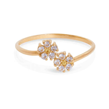 Milskye Custom Jewelry 925 Silver 18k Gold Plated Zircon Cute Flower Engagement Ring for Women