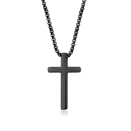 Cross Border Simple Personality Smooth Stainless Steel Cross Accessories Hip Hop Style Necklace for Men and Women