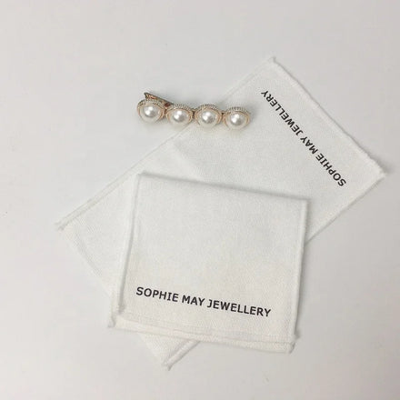 Custom Logo Printed Cotton Envelope Pouch Jewelry Packaging White Bracelet Necklace Jewelry Bags