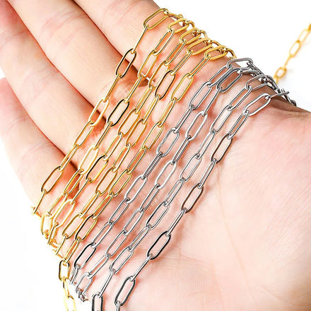 BCL1269 Hot Sale Jewelry Supplies Bulk Gold Plated Stainless Steel Flat Paperclip Paper Clip Chains for Jewelry Necklace Making