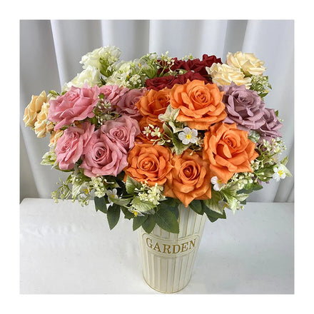 Top Quality Wholesale Wedding Cheap Plastic Artificial Flower 9 Rolled Rose