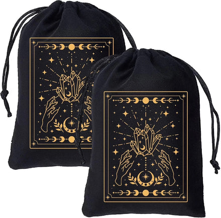 Wholesale Custom Printed Logo Gift Dice Jewelry Divination Drawstring Packaging Pouch Eye Embroidery Tarot Card Satin Velvet Bag