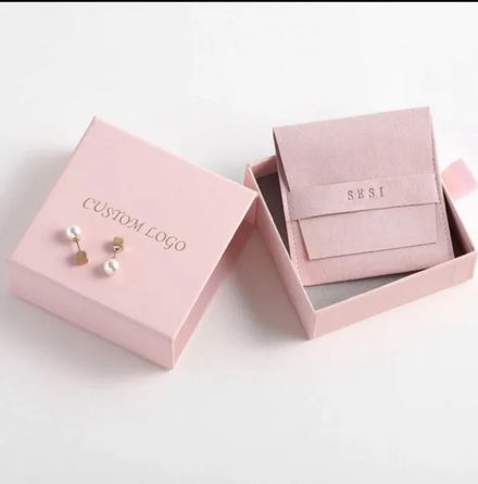 Jewelry Packaging Pouch and Box Custom logo Set Custom