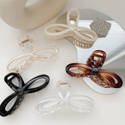 Fashion Simple Style Sweet Shark Women Hair Accessory Handmade Custom Plastic Bow Hair Claw Clips for Wholesale