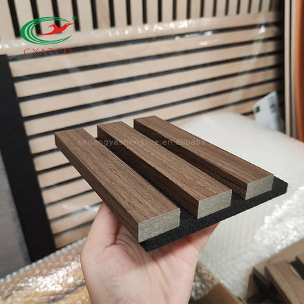 CYATCO Eco Friendly MDF and PET 3D Wall Decoration Wood Timber Slatted Acoustic Panels for Sound Proof Studio