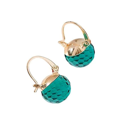 Girlfriend Gift Jewelry Premium Gold Plated Earrings Statement Multicolor Spherical Crystal Earrings for Women Girls