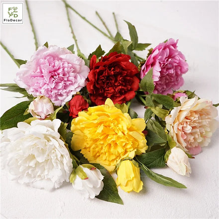High End Wholesale Artificial Real Touch Peony 2 Heads With Bud Elegant Hand Feeling Wet Large Flower Latex for Home Decoration