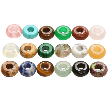 Bulk Spacer Beads with Mixed Color Crystal Jade Agate Beads Charms Crystals Gemstone Large Hole Beads for Jewelry Making