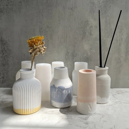 3D Striped Vase Silicone Mold Vase Plaster Resin Mold Home Decoration Mold