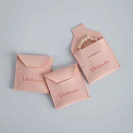 New Design High Quality Luxury Thick Microfiber Bag Ring Necklace Earrings Gift Packaging Jewelry Pouch with Custom Deboss Logo