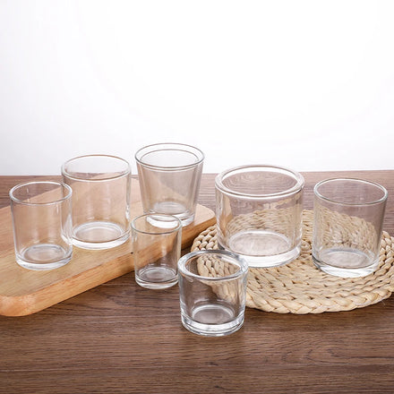 2023 Hot Sale Scented Candles Empty Cups Transparent Glass Candle Holders Thickened Round Cups Filling Wax Cups Wholesale