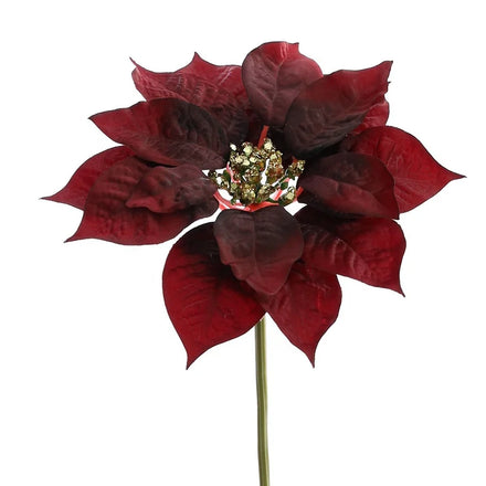 Hot Sale Red Flowers Velvet Artificial Poinsettia Christmas Flowers for Home Tree Decoration