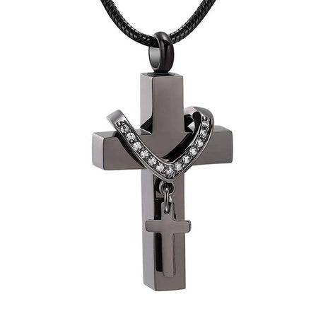 Non Tarnish Stainless Steel Heart Memorial Keepsake Cross Necklace Cremation Jewelry Urns To Commemorate Dead Relatives