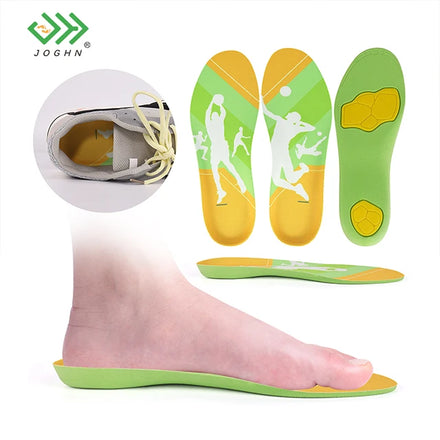 JOGHN Customised Pu Material Shock Absorber Foot Pain Relief Sport Shoe Flat Foot Sports Soft Running Basketball Shoes Insole