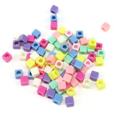 100pcs Acrylic 7mm Square Beads Large Hole Hair Accessories Rectangle Loose Beads