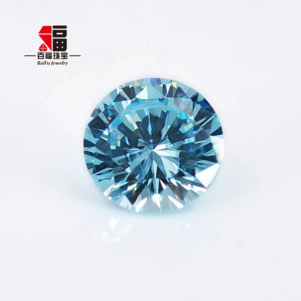 Baifu Light Aquamarine Cubic Zirconia Round Brilliant Cut 1.0-3.0mm 5A Quality Loose Stones
