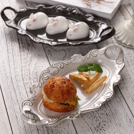 European-style Retro Palace Style Ceramic Plate Kiln Change Glaze Relief Binaural Plate