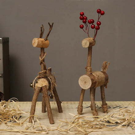 Customized Animal Decoration Crafts Wooden Handmade Desktop Ornaments Wooden Deer Shape Decor