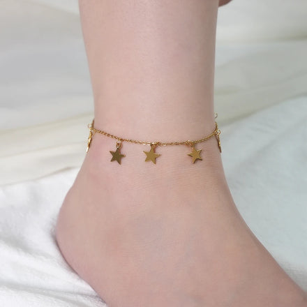 Stainless Steel Pentagram Anklet Tassel Star Pendant Anklet