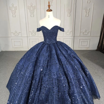 Jancember DY5675 Vintage Blue Off Shoulder Tassel Prom Ball Gown Party Evening Dress
