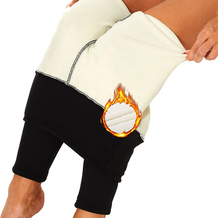 Women's High Waist Black Thick Winter Warm Pants Breathable Fleece Lined Leggings Thermal Knitted Leggings