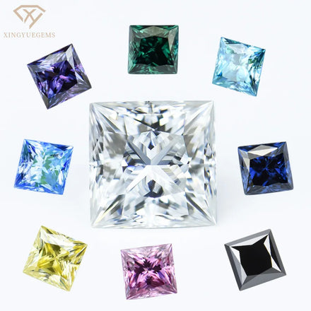 Xingyue Wholesale Price Synthetic Gemstone White Blue pink Color GRA Certified Vvs Princess Cut Loose Moissanite Stone