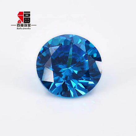 Baifu Factory 1.0-3.0mm Dark Aquamarine Color Round Brilliant Cut Cubic Zirconia 4A 5A CZ for Jewelry Making