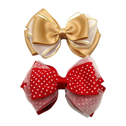 Luxury Glitter Ribbon and Grosgrain Ribbon Hair Clips Boutique Hair Bow for Girls
