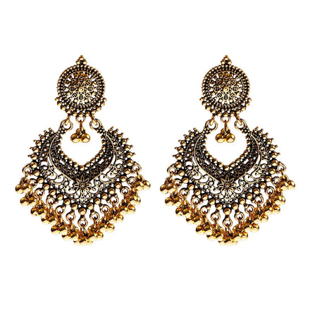 2022 Vintage Ethnic Women's Cute Heart Shape Hollow Rhodium Plated Alloy Religious Boho Indian Wedding Gift Huggie Earrings