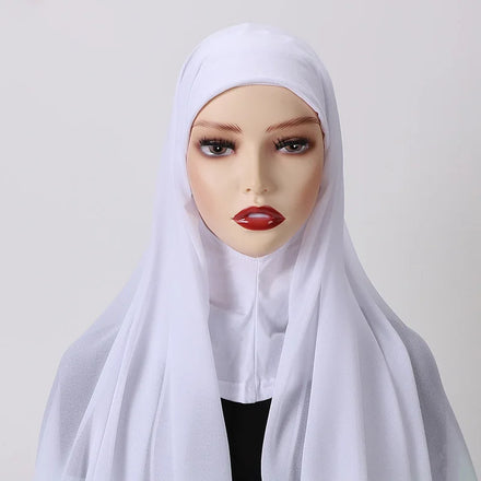 Hot Sale Malaysia Cheap Factory Price Tudung Bawal Muslim Women Instant Hijab Chiffon Shawls Matching Under Cap Scarf Set