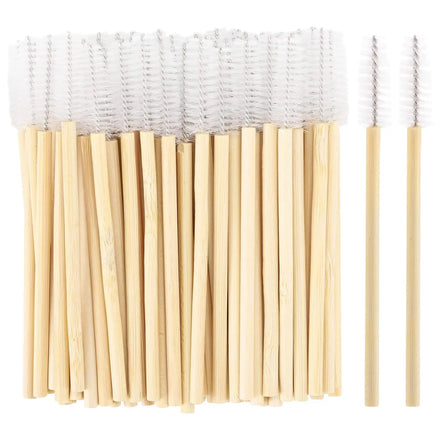 50 Pcs Mini Disposable Eyelash Brush Bamboo Pink Black Mascara Applicator Eyelash Brush Spiral Eyebrow Brush Beauty Makeup Tool