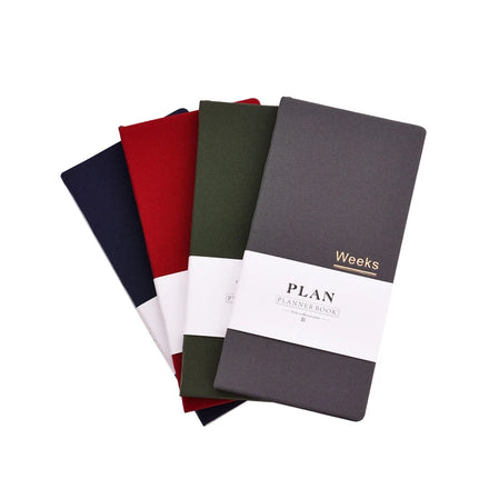 Custom Weekly Notebook with Fabric Cover and Thread Sewing Binding Portable Hardcover Brochure/Booklet for Weekly Planning