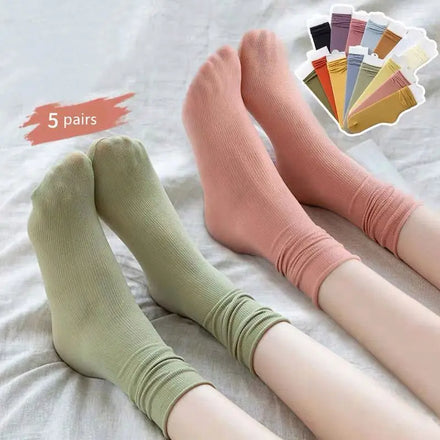 Cmax Autumn Crew Length Breathable Knitted Women's Socks Korean Version Pure Color Ice Slouch Socks
