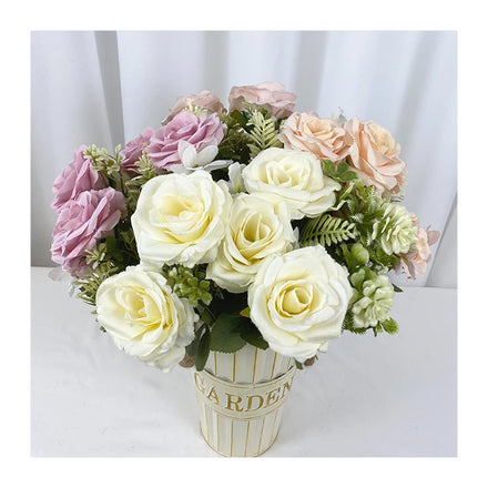 Factory Cheap Price Artificial Flower Home Decoration 7 Heads Imperial Rose Bouquets