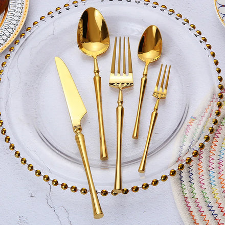 Small Waist 304 Stainless Steel Cutlery Set Gold Tableware Spoon Fork Knife Set Coffee Spoon Wholesale